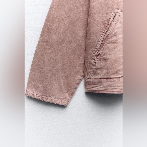 NWOT. Zara Powder Pink Distressed Effect Jacket. Size M-L. - Picture 6 of 10